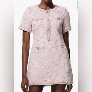 Elegant Pink Tweed Dress